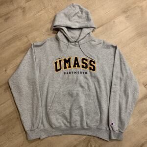 Vintage Y2K Champion UMass Dartmouth Hoodie Men's Large L Embroidered Stitched